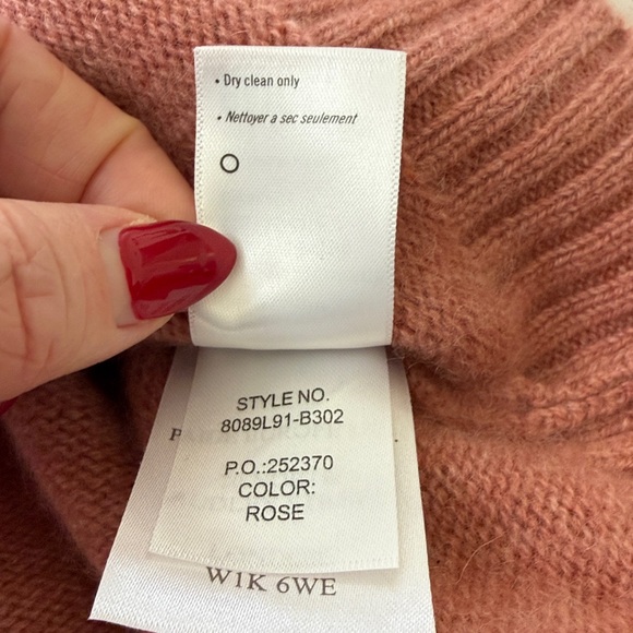 PAIGE Lucerne Cashmere Puff Sleeve Sweater, L , color rose EUC - Picture 7 of 12